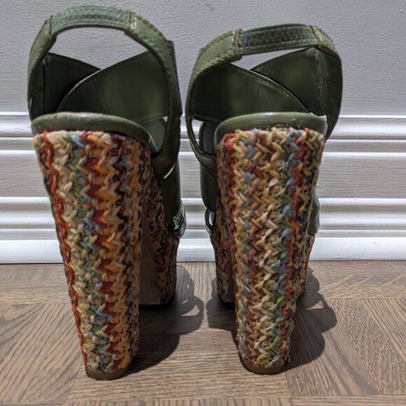 Charles by Charles David Green Platform Sandals Shoes & Matching Clutch Set - Picture 7 of 14